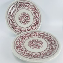 2 VTG Anchor Hocking Shenango Lunch Plates SHO118 Pattern Red Scrolls And Leaves - £17.58 GBP