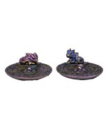 Set of 2 Purple Blue Hatchling Dragons Celtic Mandala Knotwork Incense B... - $35.30 CAD