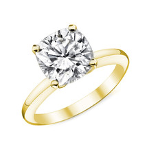 2.92CT Unique 14K YG Cushion Cut Moissanite 4 Prong Solitaire Engagement Ring - £909.49 GBP