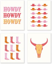 Litiu Cowboy Cowgirl Hat Boots Howdy Bull Skull Preppy Trendy Wall Art Poster - £23.71 GBP