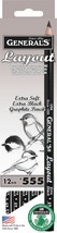 Layout Graphite Drawing Pencils 12/Pkg-6B 555GP - $19.42