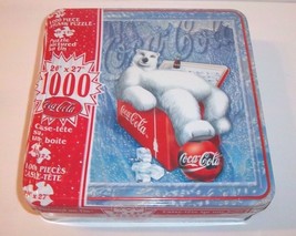 Coca Cola NEW 2 Coke Puzzles Tins Bottle Shape 500 pc &amp; Polar Bear 1000 pc - $50.44