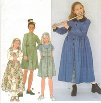 1998 Girls Xmas School Button Front Dress Jumper Petticoat Sew Pattern 7-10 - $12.99