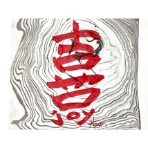 Suminagashi Joy Original Art Handmade Red Asian Calligraphy Painting 8x10in - £46.42 GBP