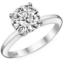 1.50CT Women's Beautiful 14K WG Round Cut Moissanite Solitaire Engagement Ring - £610.12 GBP