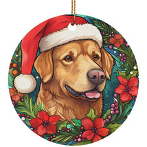 Golden Retriever Dog Santa Hat Stained Glass Colors Art Christmas Orname... - £11.83 GBP