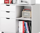 White Devaise 3-Drawer Wood File Cabinet With Open Shelves For, Printer ... - £92.48 GBP