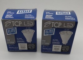 BULBS Elite TCP Led 6w  2700k dimmable 50w Halogen Flood Bulb Lot Of 2 - £13.58 GBP