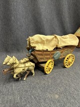 VINTAGE HORSE DRAWN TIN LITHO WAGON NORTHWESTERN PRODUCTS Horses COWBOY TOY - $38.61