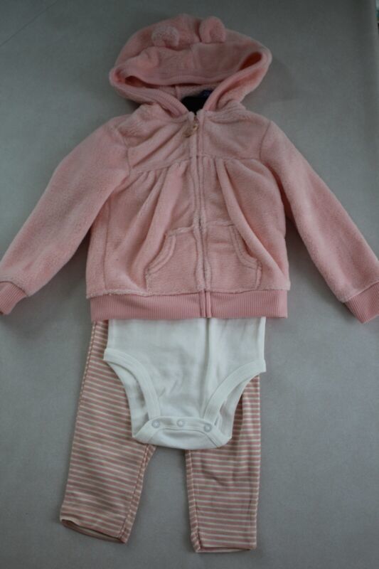 Primary image for CARTER'S Girl's 3 Piece Fleece Jacket, Shirt & Pants Set Outfit size 24M New 