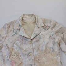 Women's Cream/Tan Floral Embroidered 4-Button Blazer Jacket Measured Chest 38" image 10