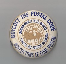 Vintage 60&#39;S BOYCOTT THE POSTAL CODE CANADIAN UNION POSTAL WORKERS Huge ... - £35.30 GBP