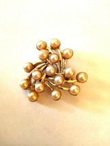 Vintage  Gold Tone   and Faux Pearl EMMONS Brooch, signed - £15.97 GBP