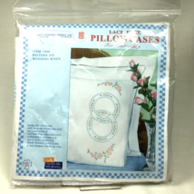 Embroidery Kit Lace Edge Pillow Cases Pair Jack Dempsey #20 Wedding Ring... - £12.59 GBP