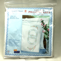 Embroidery Kit Lace Edge Pillow Cases Pair Jack Dempsey #20 Wedding Ring... - £12.67 GBP