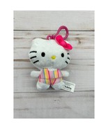 Hello Kitty 4&quot; Plush Keychain Sanrio 2022 Bullsitoy Striped Outfit Pink Bow - £11.66 GBP