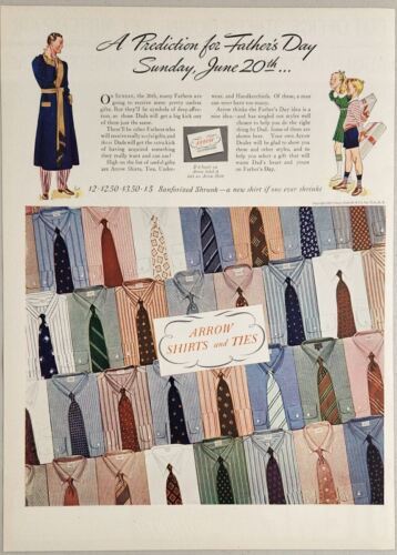 1937 Print Ad Arrow Men's Shirts & Ties for Dad & Father's Day & Children - $18.58