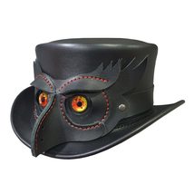 Owl Head Mask Band Leather Top Hat - $325.00