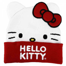 Hello Kitty Embroidered Big Face Cosplay Cuff Beanie Multi-Color - £23.89 GBP