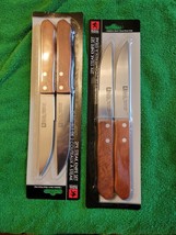 Royal Norfolk Cutlery Stainless Steel Wood Handle 2 Pack Steak Knife Set Lot 2 - £18.04 GBP