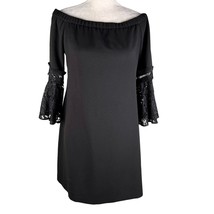 Eliza J Dress Black 10 Off Shoulder Lace Bell Sleeves - £27.82 GBP
