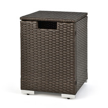 Rattan Propane Tank Cover Hideaway Side Table 20 lbs Propane Gas Holder16&quot; - £94.99 GBP