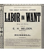 Labor In Want Union 1893 Song RARE SAMPLE COPY XL Victorian Sheet Music ... - £79.60 GBP