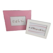 Sheffield Home Pair Photo Frame Set Pink White Chippy Shabby Wood Easel - £9.91 GBP