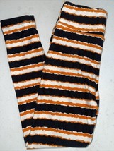 NWT LuLaRoe Kids S/M (2-8) Black Orange White Striped Halloween Leggings - £11.73 GBP