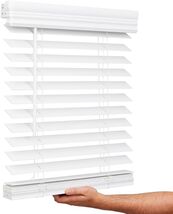 Lotus &amp; Windoware Cordless, 2 Inch Faux Wood Blind, 34" x 60" Bright White - $37.99