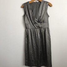 Twelfth Street Cynthia Vincent M Dress Gray Silk Sleeveless V Neck Knee Length - £18.27 GBP