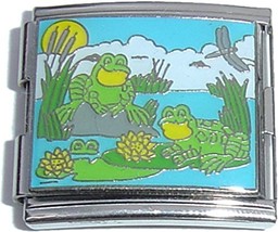 Mega Frogs In A Pond Italian Charm - £6.96 GBP