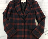 Derek Lam 10 Crosby Suit Jacket Womens 4 Navy Blue Red Plaid Two Button ... - $74.24