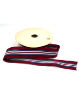 Vintage Ribbon Grosgrain 50 Yard Lot  Burgundy Red Navy White Striped 1.75&quot; - $44.00