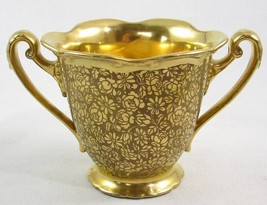 Pre-Owned Pickard Gold Rose &amp; Daisy Pattern Open Sugar Bowl, Scalloped (No Lid) - £13.08 GBP
