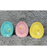 Set of 3 Williams Sonoma Spring Chick Easter Egg Shaped Ceramic Plates 7... - £22.55 GBP