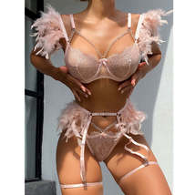 Feather Sensual Lingerie Sexy Transparent Lace Bra With Chain - £15.86 GBP+