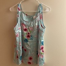 Enchanting Women’s Pajama Tank Top S Small Bust 32” To 34” Blue Floral P... - $7.60