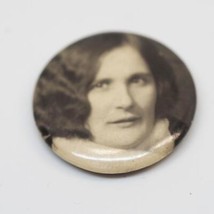 PinBack Button Badge Vintage Black &amp; White Photograph Woman - £35.68 GBP