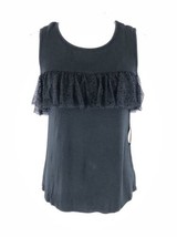 Gypsies &amp; Moondust Womens Tank Top Lace Ruffle Cold Shoulder Black Size M New - £7.67 GBP