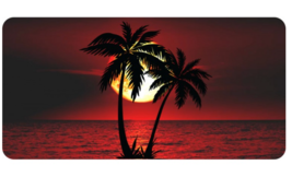 Red Moon Palm Trees Usa Made Metal License Plate - £23.59 GBP