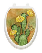 Toilet Tattoos® Prickley Pear Cactus Toilet Lid Cover Decor  Reusable Vinyl 1152 - £19.05 GBP