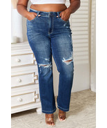 Judy Blue Full Size Mid Rise Hand Sand &amp; Destroy Bootcut Jeans - £51.22 GBP