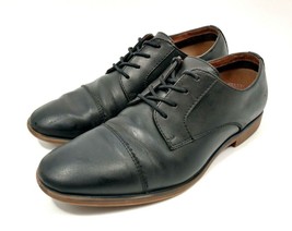 Kohls Mens Size 8.5 US Black Lace Up Oxford Cap Toe Derby Dress Shoes - $10.88