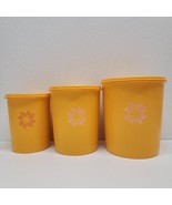 Vintage Set of 3 Tupperware Canisters &amp; Servalier Lids - Harvest Golden ... - $34.55