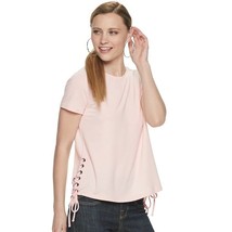 Rock &amp; Republic Side Lace French Terry Tee - Lavender Pink - Women&#39;s XS - £31.65 GBP