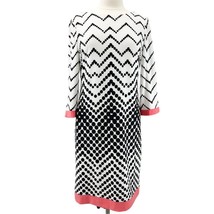 Ronni Nicole Womens 10 Shift Dress Chevron Polka Dot Pattern Black White Coral  - £19.32 GBP