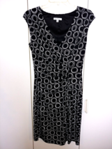 NORTH STYLE SLEEVELESS BLK/WHITE KNIT DEEP &quot;V&quot; RUCHED FRONT DRESS-8-BARE... - £11.83 GBP