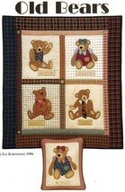 1996 Four Old Bears Wall Quilt Hanging Pillow Applique Sew Pattern 32&quot; x... - £9.91 GBP