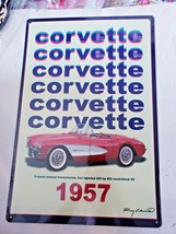 18&quot; Corvette Red Vette GO Race car 3d racing 1957 USA STEEL plate display Sign - £37.36 GBP